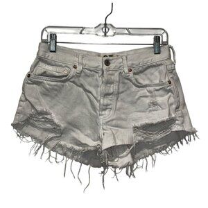 Free People We The Free White Frayed Hem Women's  Denim Shorts Size 27 Womens